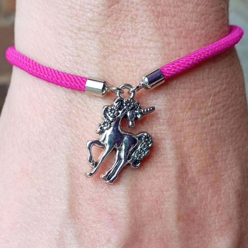Pink kids bracelet with a Unicorn Charm