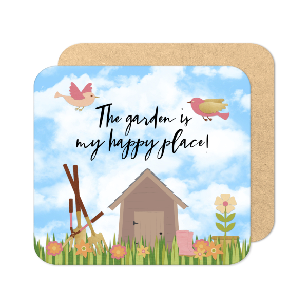 Mother's Day Coaster - The Garden Is My Happy Place - Standard Wooden Coaster