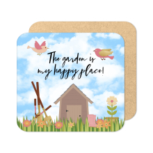 Mother's Day Coaster - The Garden Is My Happy Place - Standard Wooden Coaster