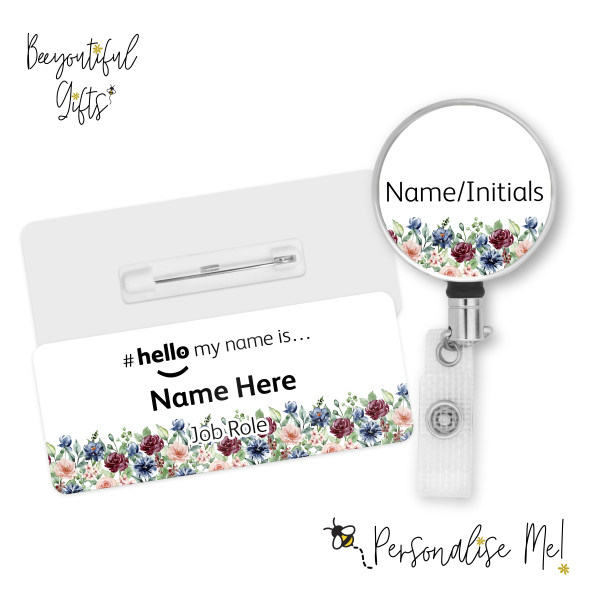 #hello my name is... Name Badge & Metal ID Reel - Garden Blooms