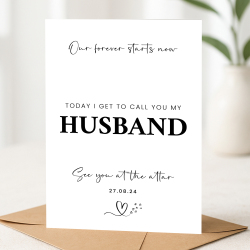 Wedding Day Card To my husband to be card, Card for groom