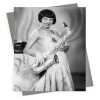 Girl with sax - vintage black and white themed card featuring a saxophone being played - 12.6 x 17.7cm and blank inside - made in the UK