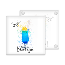 Personalised Blue Lagoon Glass Coaster with Splash Effect