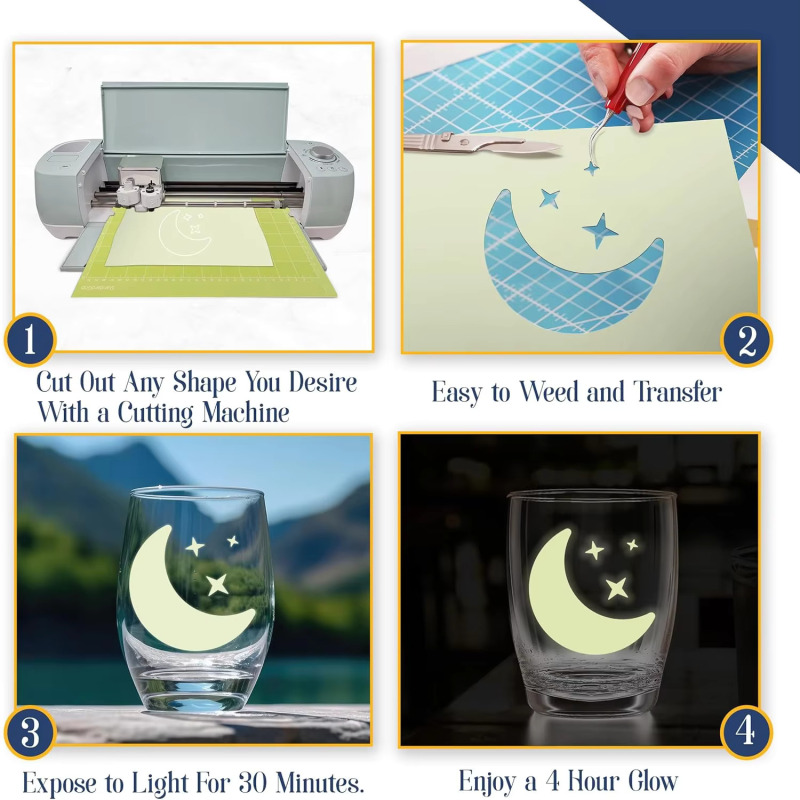 Hands Professional 2 Sheets A4 Size Glow in The Dark Printable Vinyl Sticker Paper for Inkjet printers