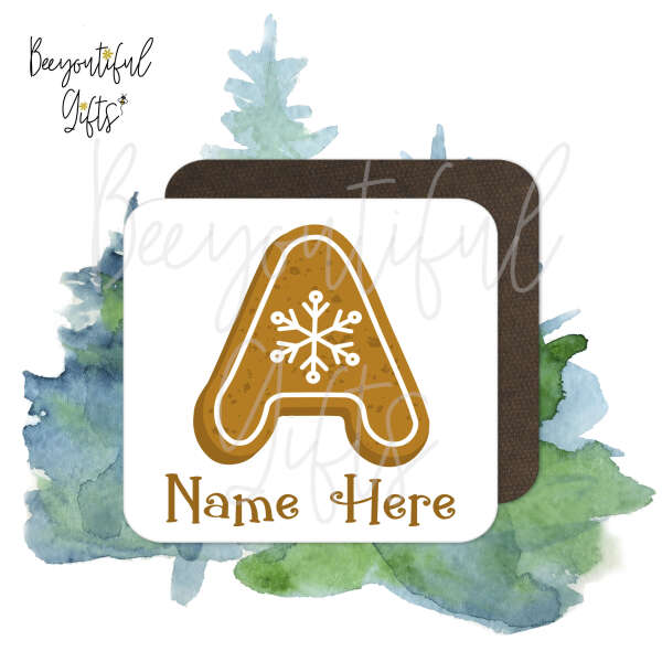 Personalised Christmas Coaster - Festive Gingerbread Alphabet