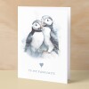 Anniversary or Valentine's Card for Her or Him Anniversary Card for Wife Valentines Day Card For Husband Boyfriend or Girlfriend Puffin Card - Large (5x7) / Blank Message