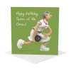 Queen of the green birthday card for her - designed by Erica Sturla - 15cm square and blank inside, made in the UK