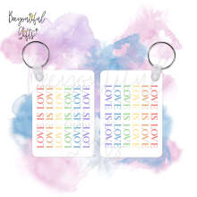 Love Is Love High Gloss Rectangular Wooden Key Ring