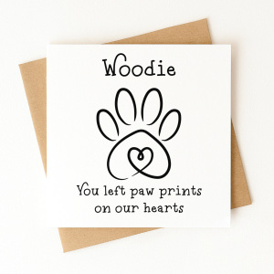 Personalised Sympathy Card - You Left Paw Prints On Our Hearts