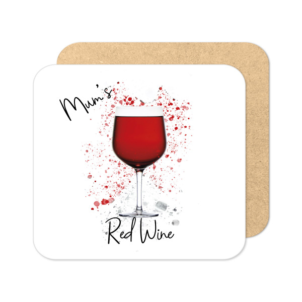 Personalised Red Wine Coaster with Splash Effect - Standard Wooden Coaster