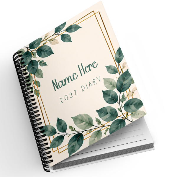 A5 Personalised Spiral Bound Diary - Eucalyptus | Yearly | Academic | Appointment - Standard 2027