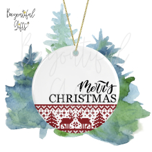 Ceramic Christmas Tree Decoration - Merry Christmas Jacquard Pattern