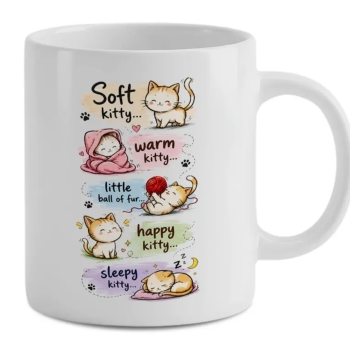 Cute Cat Coffee Mug – Soft Kitty, Warm Kitty ☕
