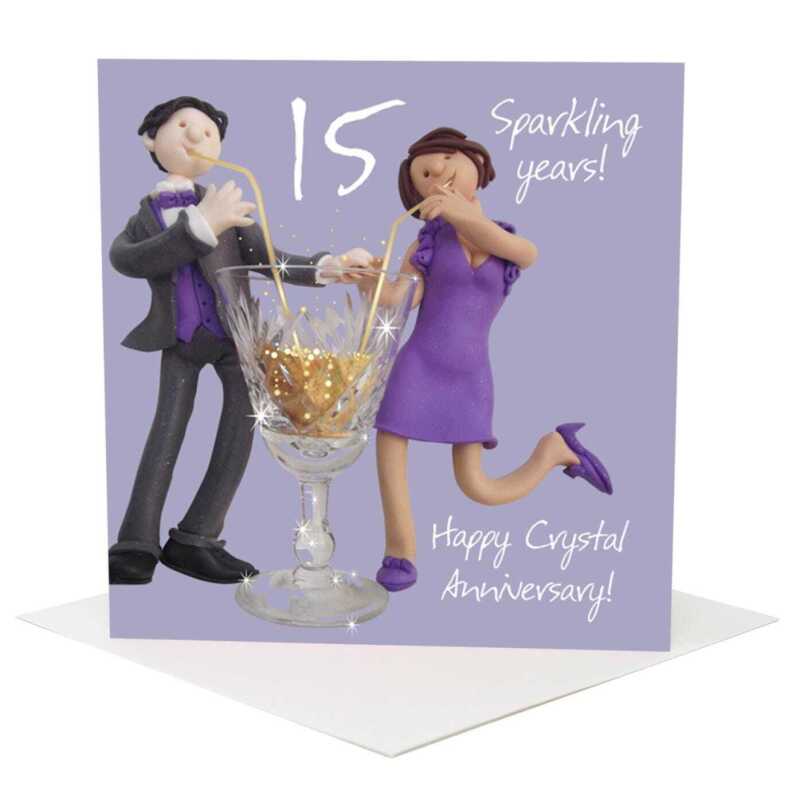 15th wedding anniversary card (crystal anniversary card) - designed by Erica Sturla - 15cm square and blank inside, made in the UK