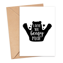 Anniversary Card - I Love You Beary Much - Small (Approx. A6 | 105mm x 148mm | 4.1in x 5.8in) - Standard Smooth Card