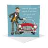 Worn parts birthday card for him - designed by Erica Sturla - 15cm square and blank inside, made in the UK