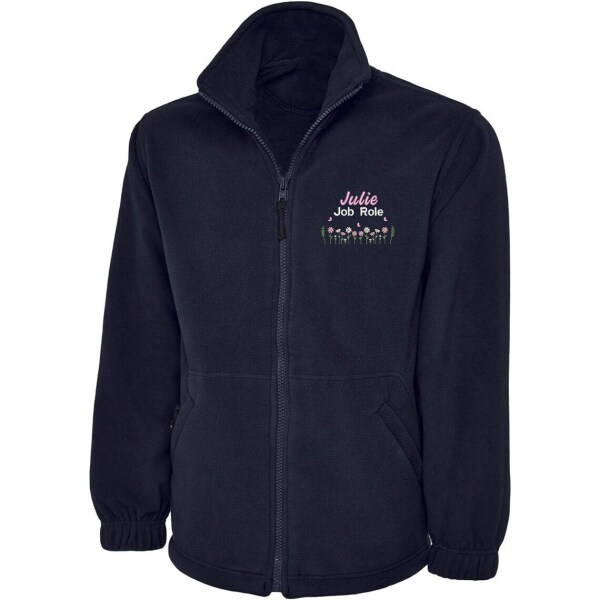 Personalised Embroidered Healthcare Fleece Jacket - Daisies & Butterflies - XS | UK 8