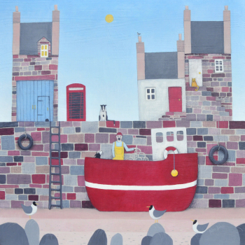 Holy Mackerel planning the day ahead fishing themed art card for him or her - designed by artist Ailsa Black - 15cm square and blank inside for your message