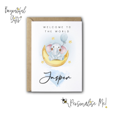 Personalised New Baby Card - Welcome to the World Baby Boy - Small (A6)