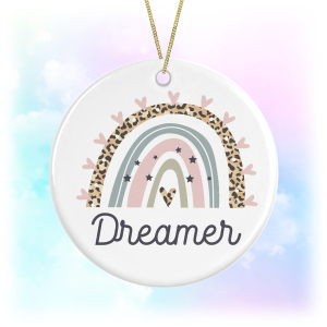Dreamer Boho Rainbow Round Ceramic Hanging Decoration
