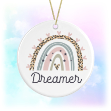 Dreamer Boho Rainbow Round Ceramic Hanging Decoration