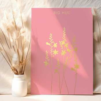 Big hug greeting card embellished with a pretty gold foil crocosmia print - designed by artist Eloise Hall - 15.7 x 11cm and blank inside