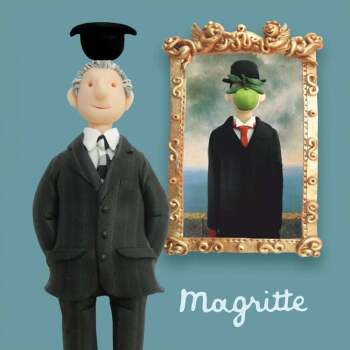 Magritte, an art themed greetings card from Erica Sturla's Artist at Work range, 150mm square and blank inside for your message