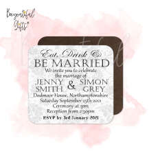 Personalised Save The Date Coaster - Vintage Eat Drink & Be Married