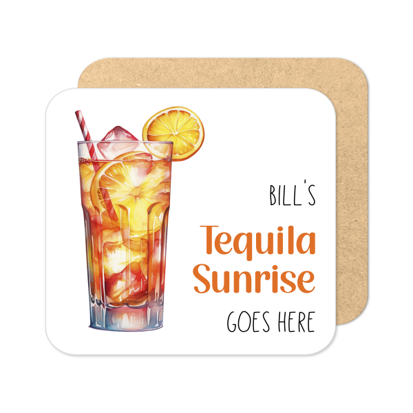 Personalised Tequila Sunrise Coaster | Personalised Cocktail Coaster