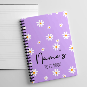 Personalised A5 Notebook - Daisy Background - Purple