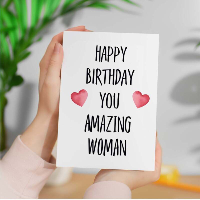 Birthday Card For Wife Card For Her Birthday Card For Girlfriend or Friend Birthday Card For Mum or Sister You Amazing Woman - Large (5x7) / Blank Message