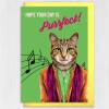 Hope your day is purrfect funny cat in clothes, from the pet, kitten birthday card for friend (Animalyser) (Size A6/A5/A4/Square 6x6") - A6: Single card