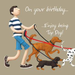 Holy Mackerel Top Dog male greetings card designed by Erica Sturla Card is 15cm square and blank inside for your own message
