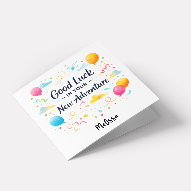 Personalised Good Luck Card &ndash; Good Luck In Your New Adventure &ndash; Leaving Card, New Job Card, Farewell Colleague Gift UK - Smooth No Message - Kraft Brown