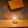 Glass Skull  Light Bottle on Wooden Base - Gothic Home Décor, Unique Artistic Ambience Lamp, Warm Glow, Table Lamp, Gift for Him, Cosy Light