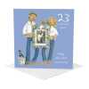 23rd anniversary card (silver-plate anniversary) - designed by Erica Sturla - 15cm square and blank inside, made in the UK