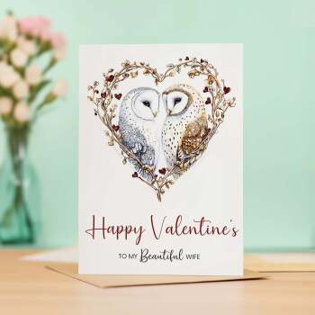 Valentine's Day Card for Wife, Unique Owl Heart Design, Special, Elegant