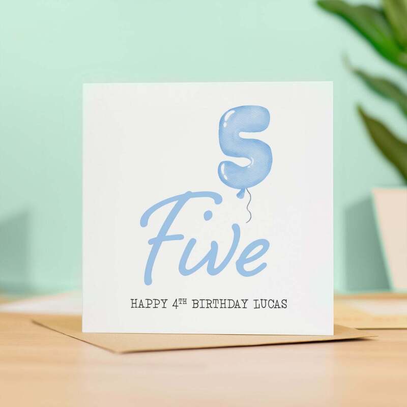 Personalisable 5th Birthday Card For Boy Five Year Old Birthday Card Custom Card For Fifth Birthday For Boy Happy 5th Birthday Card - Square (5.5x5.5) / Blank Inside