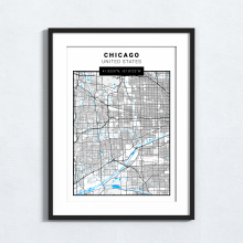 Chicago - United States - Map Print - A4