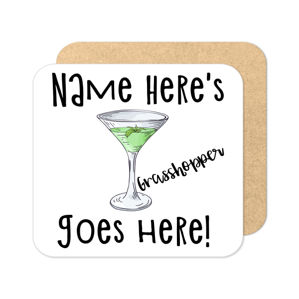 Personalised Cocktail Coaster - Hand Drawn Grasshopper