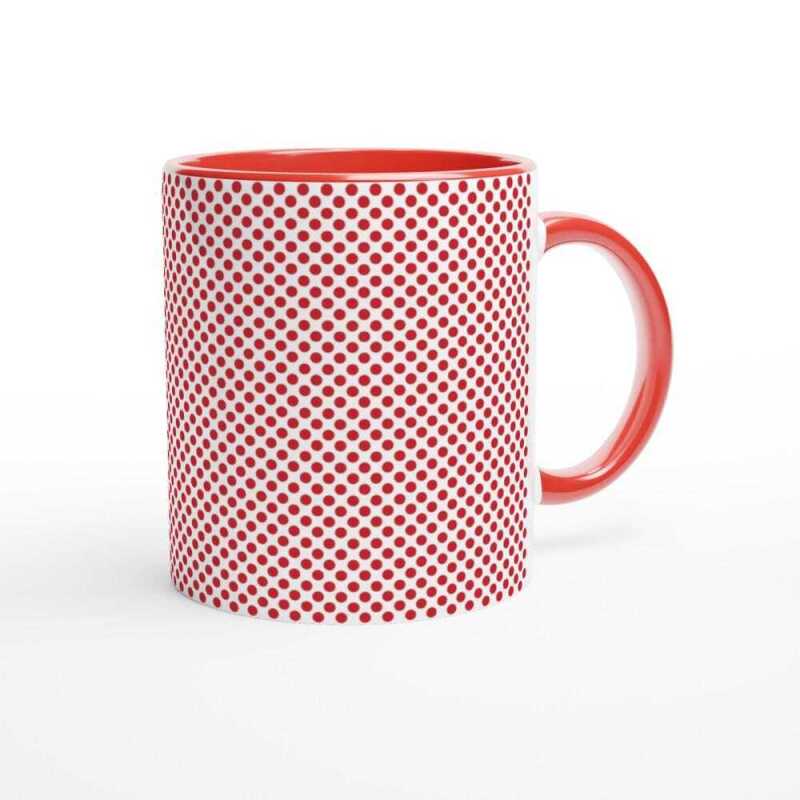 Multi Red Dot Pattern Mug - Ceramic White