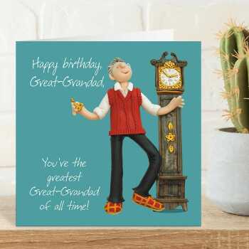 Greatest Great Grandad birthday card - designed by Erica Sturla - 15cm square and blank inside, made in the UK