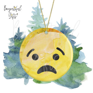 Watercolour Emoji Ceramic Christmas Tree Decoration - Anguish