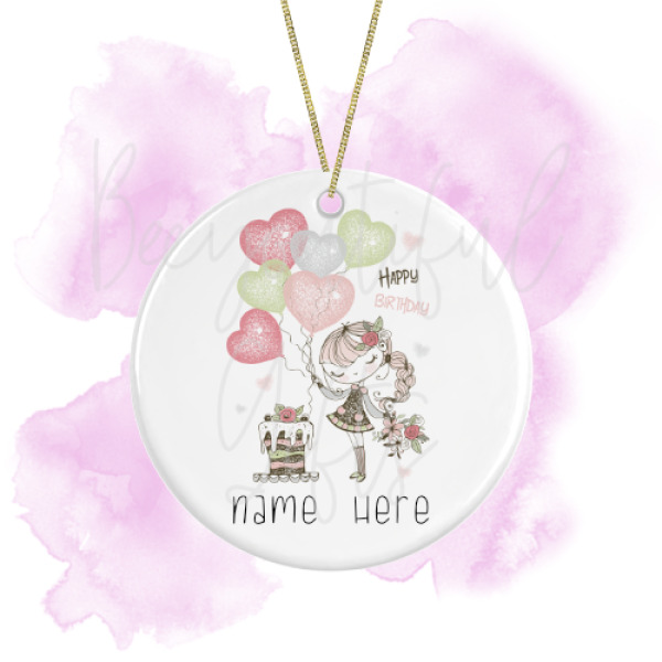 Personalised Sweet Girl Round Ceramic Decoration