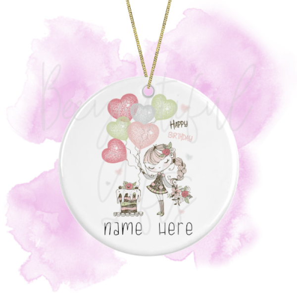 Personalised Sweet Girl Round Ceramic Decoration