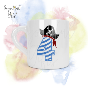 Personalised Pirate 4th Birthday Number Smug Mug® (6oz)