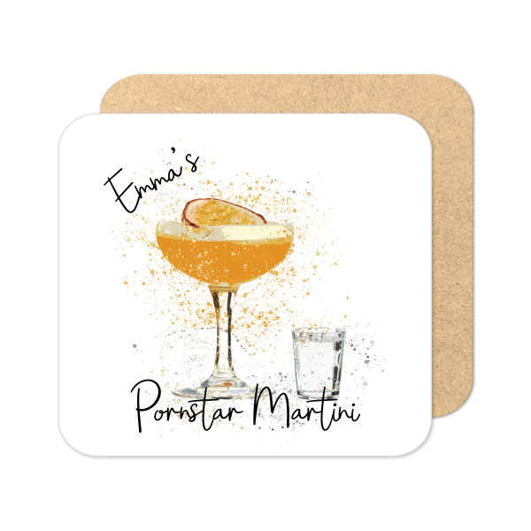 Personalised Pornstar Martini Coaster with Splash Effect