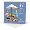 34th Anniversary Card - Enjoying the Good Stuff Together - Fun Polymer Clay Art by Erica Sturla - Made in the UK