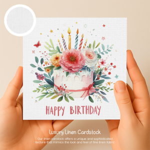 Floral Birthday Cards - Bright Colourful Floral Card - Luxury Linen Textured Card
