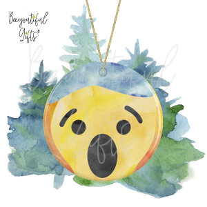 Watercolour Emoji Ceramic Christmas Tree Decoration - Screaming